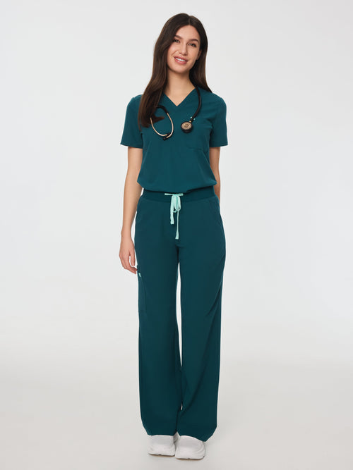 MILA RE-GARDE™ - TEAL - Wide Leg Scrub Pants - SILVADUR™