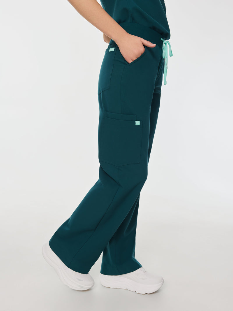 MILA RE-GARDE™ - TEAL - Wide Leg Scrub Pants - SILVADUR™
