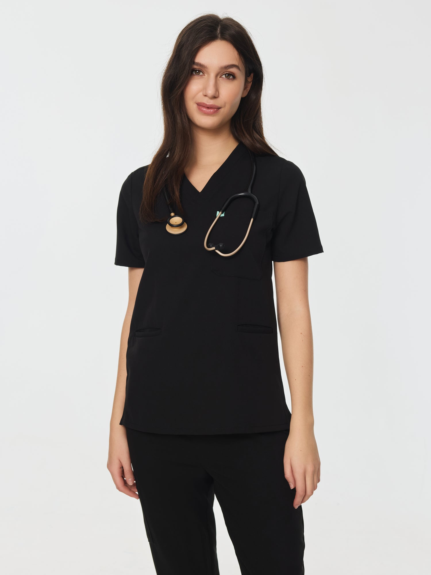LIV RE-GARDE™ - BLACK - Three Pockets Scrub Top - SILVADUR™