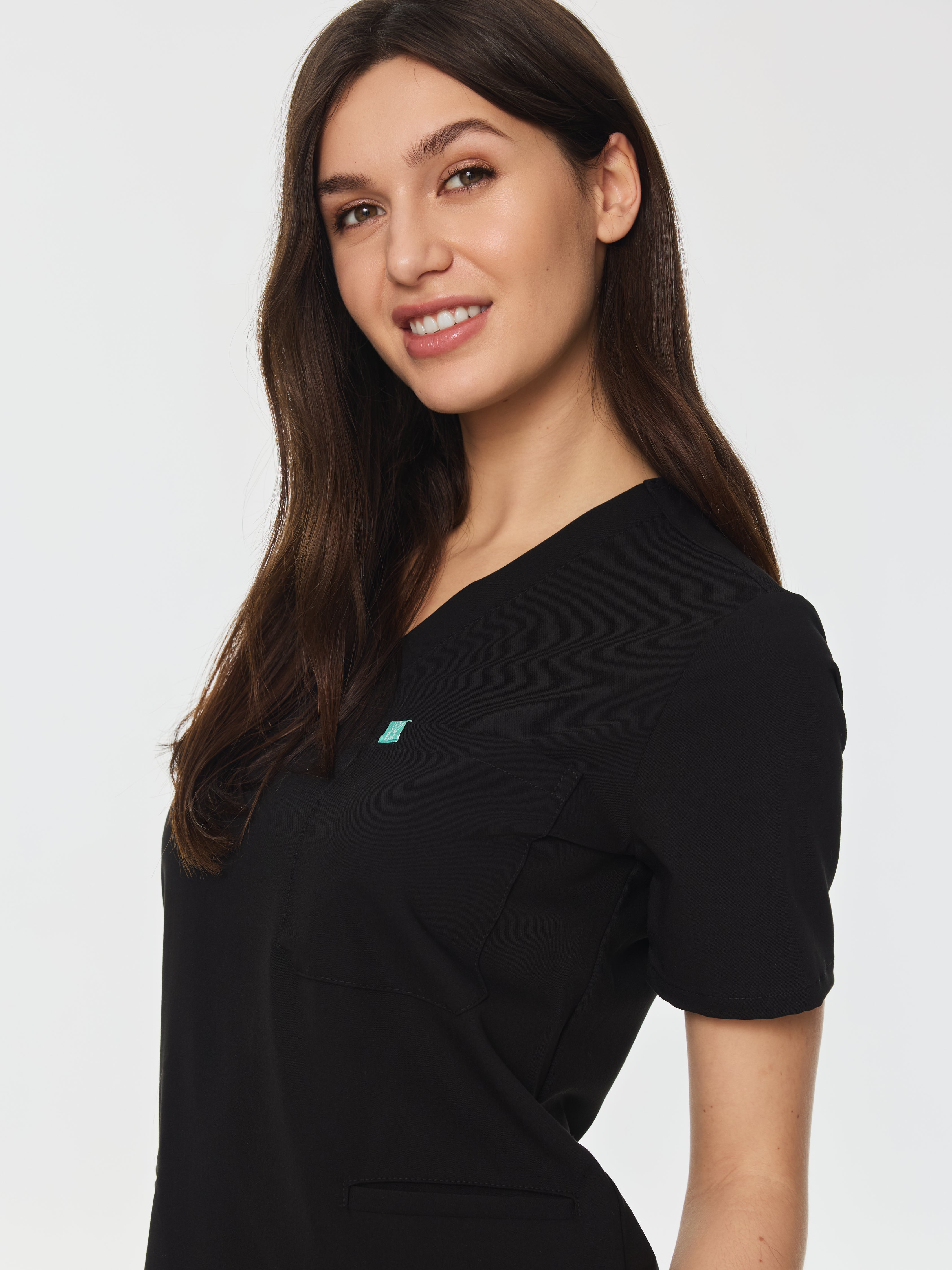 LIV RE-GARDE™ - BLACK - Three Pockets Scrub Top - SILVADUR™