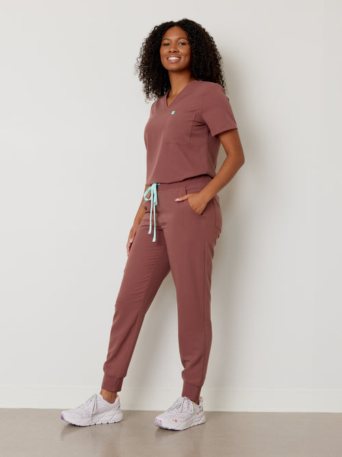 DEMI RE-GARDE™ - MAROON - Jogger Scrub Pants - SILVADUR™