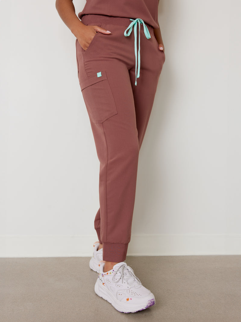 DEMI RE-GARDE™ - MAROON - Jogger Scrub Pants - SILVADUR™