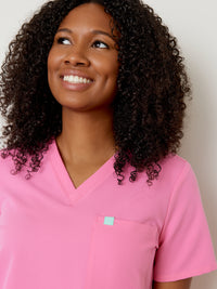 GABRIELLE RE-GARDE™ - BUBBLE PINK - One Pocket Scrub Top - SILVADUR™