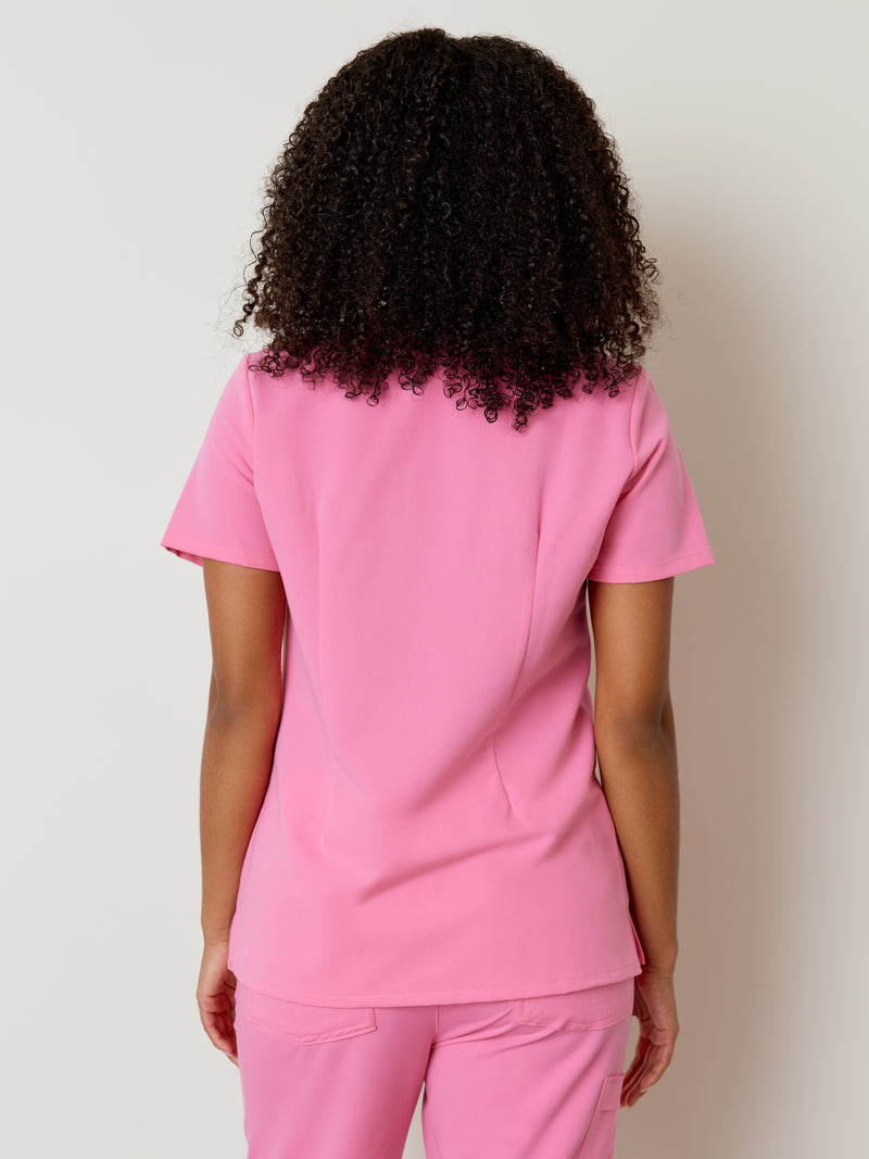 CHLOE RE-GARDE™ - BUBBLE PINK - Three Pockets Scrub Top - SILVADUR™