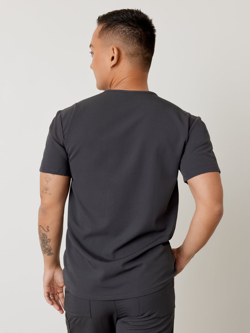 ZACK RE-GARDE™ - CHARCOAL - Three Pockets Men's Scrub Top - SILVADUR™