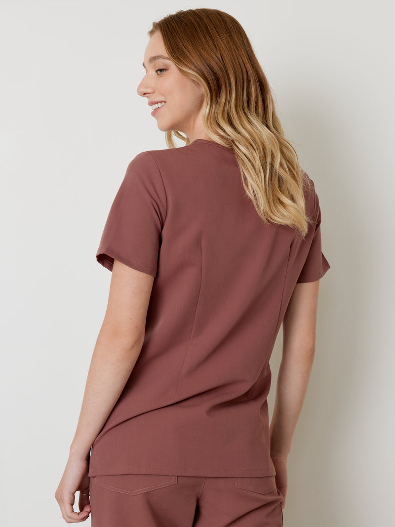 GABRIELLE RE-GARDE™ - MAROON - One Pocket Scrub Top - SILVADUR™