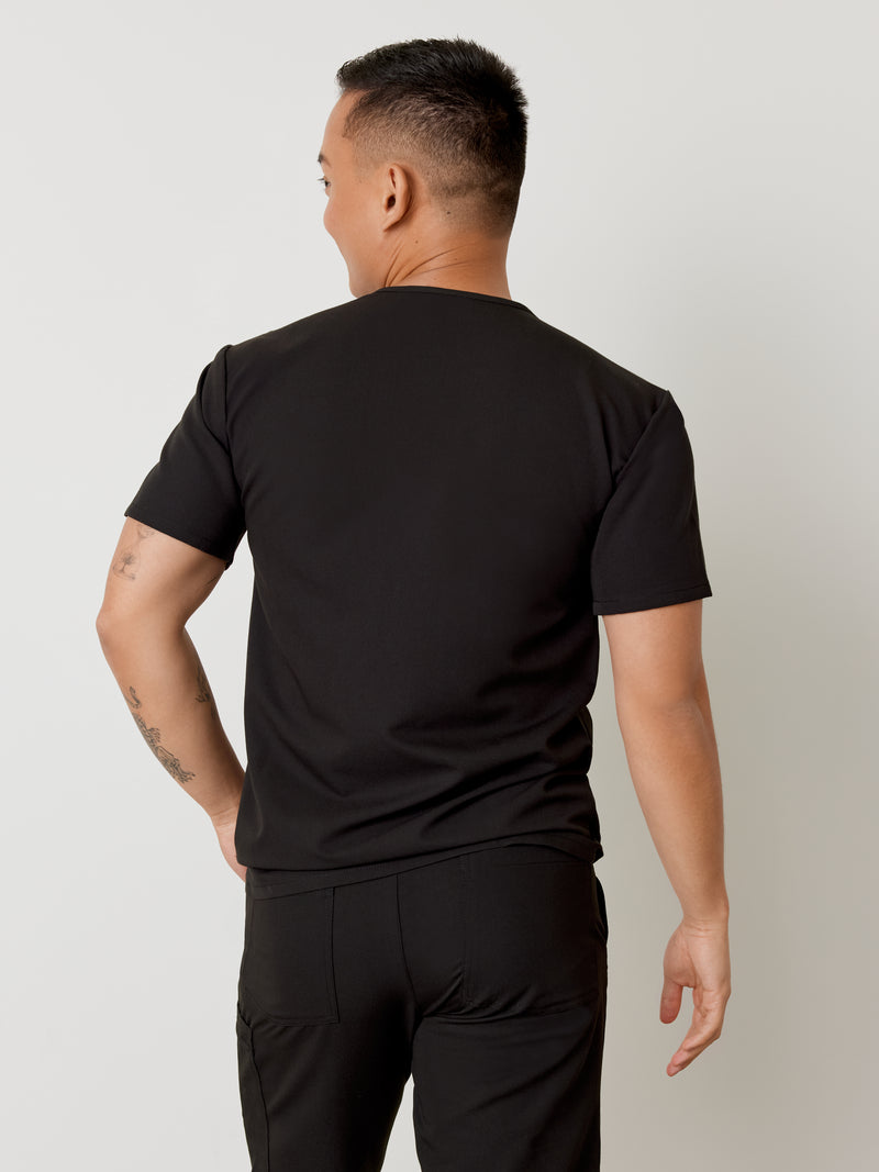 ZACK RE-GARDE™ - BLACK - Three Pockets Men's Scrub Top