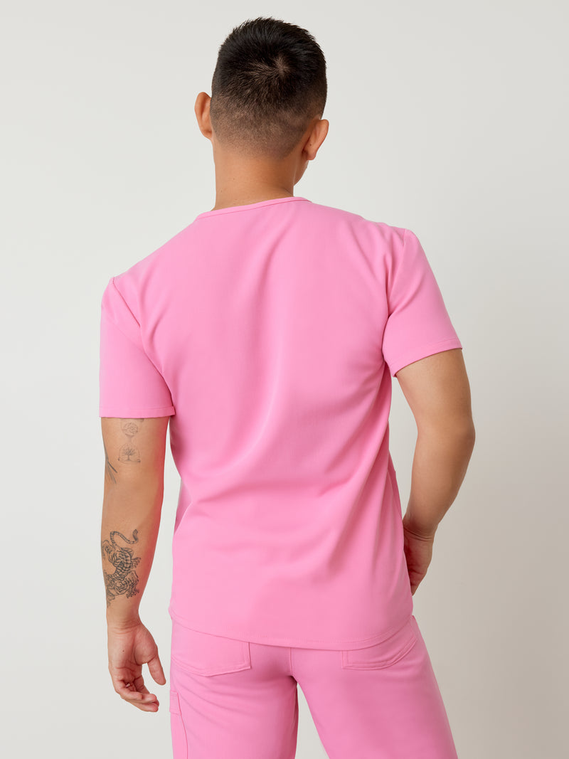 LOGAN RE-GARDE™ - BUBBLE PINK - One Pocket Men's Scrub Top - SILVADUR™