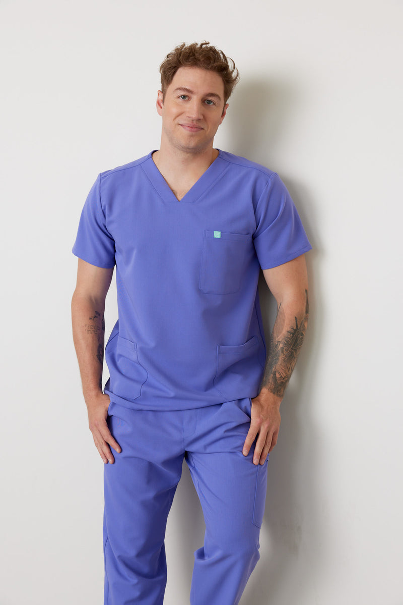 ZACK RE-GARDE™ - IRIS - Three Pockets Men's Scrub Top - SILVADUR™