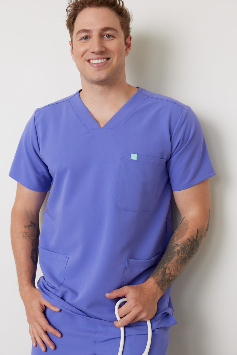 ZACK RE-GARDE™ - IRIS - Three Pockets Men's Scrub Top - SILVADUR™