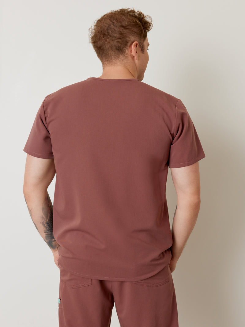 LOGAN RE-GARDE™ - MAROON - One Pocket Men's Scrub Top - SILVADUR™