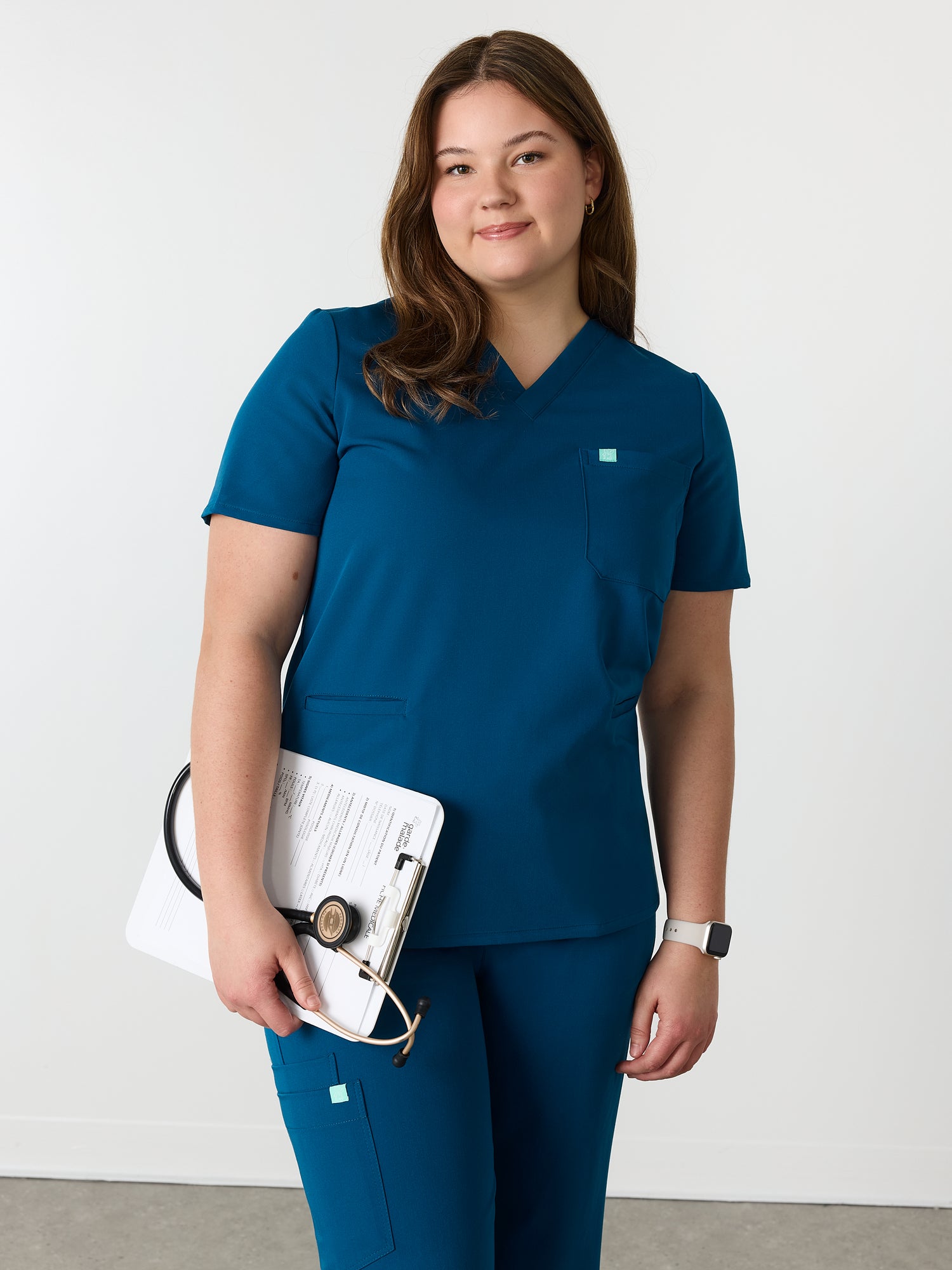 LIV RE-GARDE™ - OPAL BLUE - Three Pockets Scrub Top - SILVADUR™