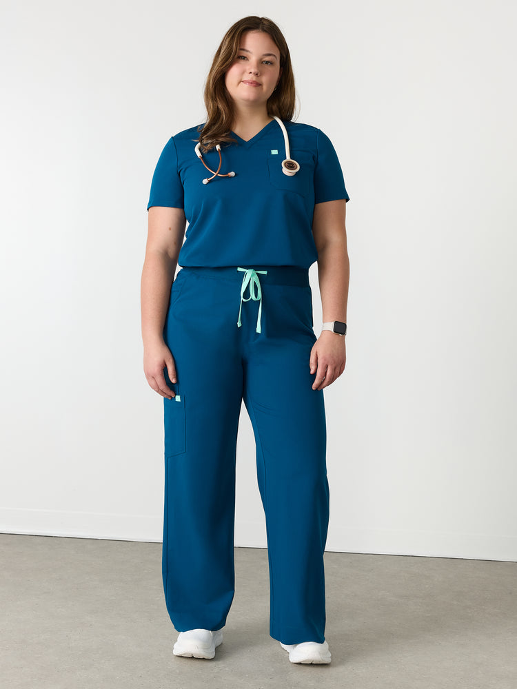 MILA RE-GARDE™ - OPAL BLUE - Wide Leg Scrub Pants - SILVADUR™ - Final Sale