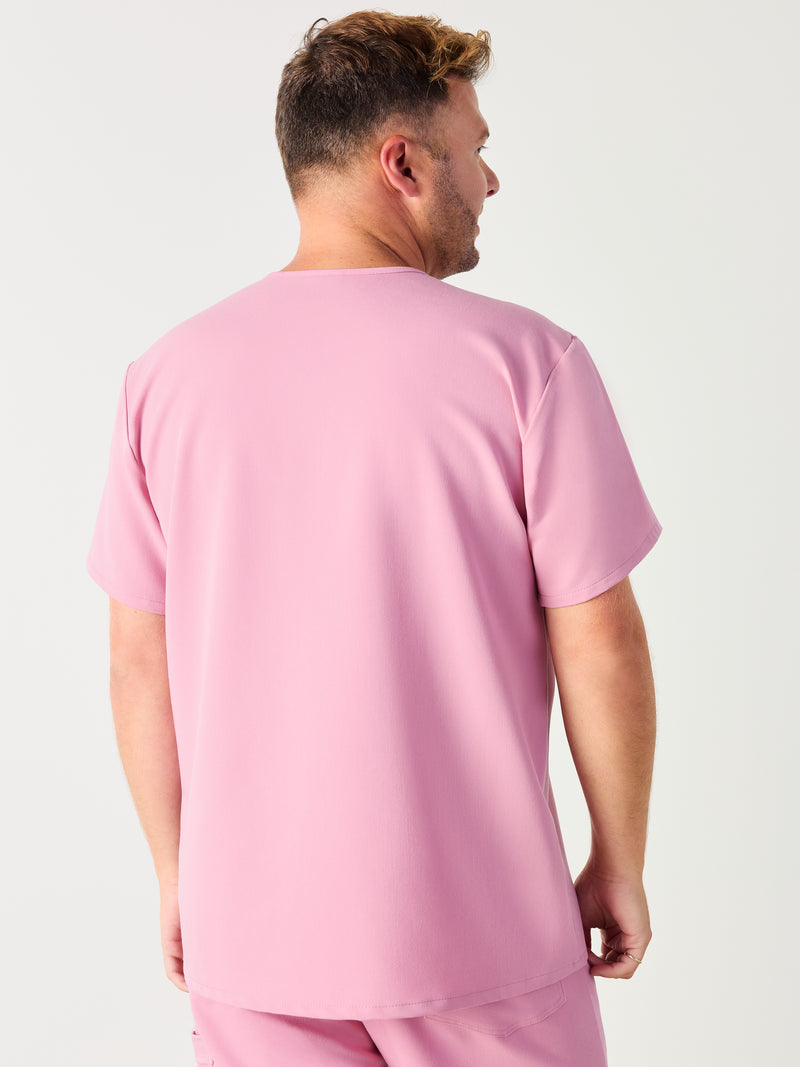 LOGAN RE-GARDE™ - HOPEFUL PINK - One Pocket Men's Scrub Top - SILVADUR™