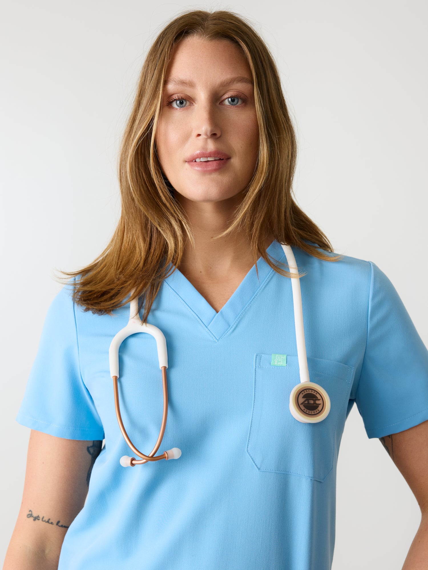 GABRIELLE RE-GARDE™ - CLASSIC BLUE - One Pocket Scrub Top - SILVADUR™