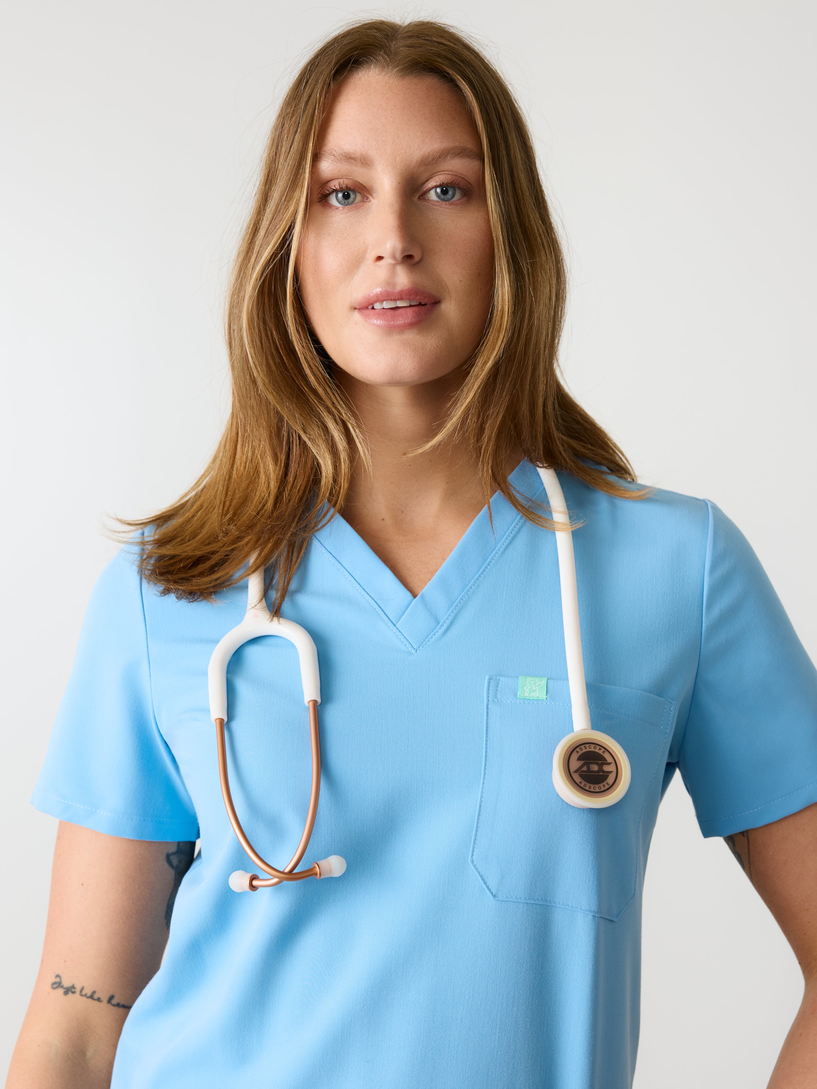 GABRIELLE RE-GARDE™ - CLASSIC BLUE - One Pocket Scrub Top - SILVADUR™