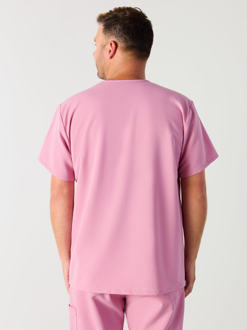 ZACK RE-GARDE™ - HOPEFUL PINK - Three Pockets Men's Scrub Top - SILVADUR™
