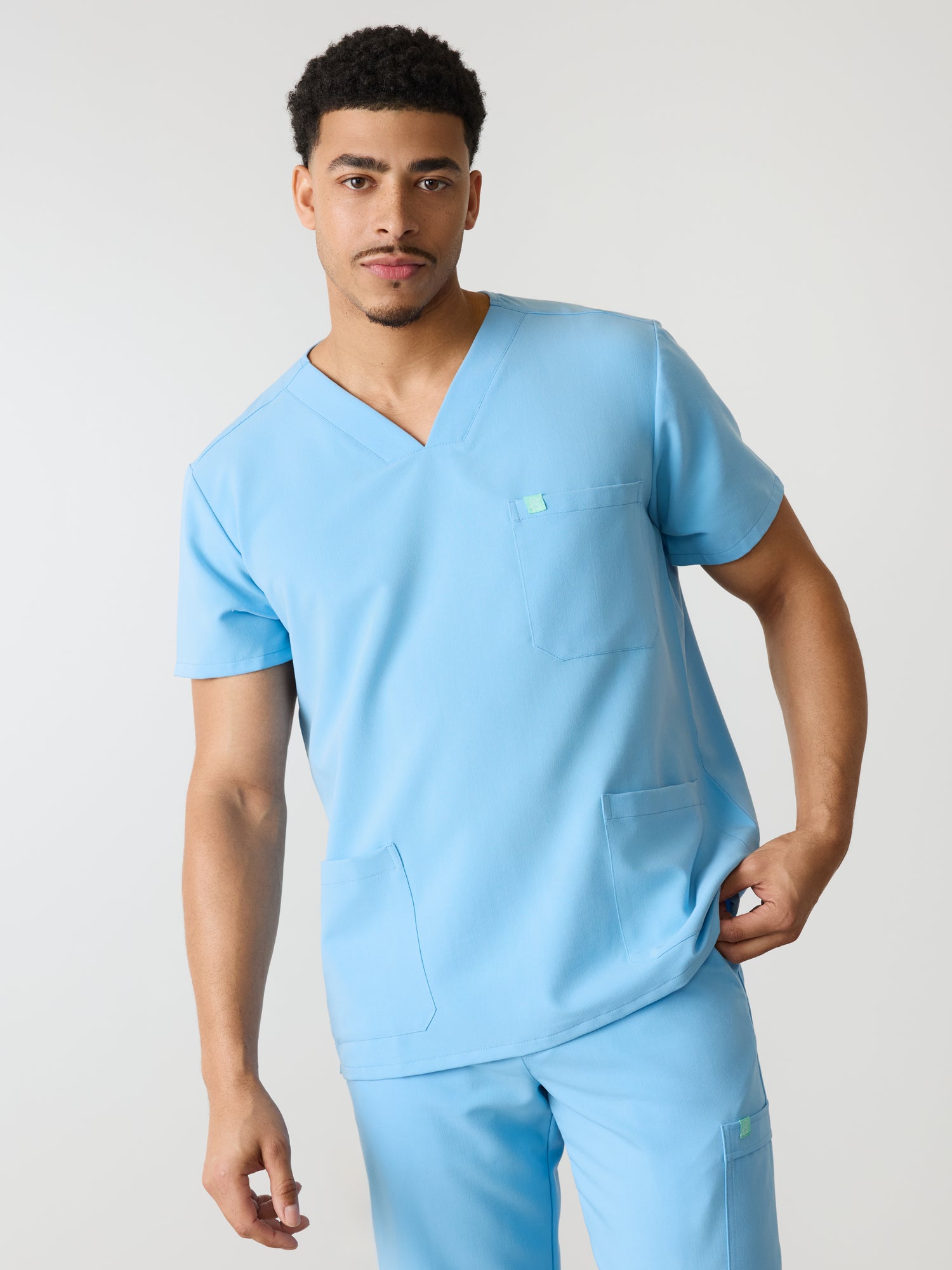 ZACK RE-GARDE™ - CLASSIC BLUE - Three Pockets Men's Scrub Top - SILVADUR™