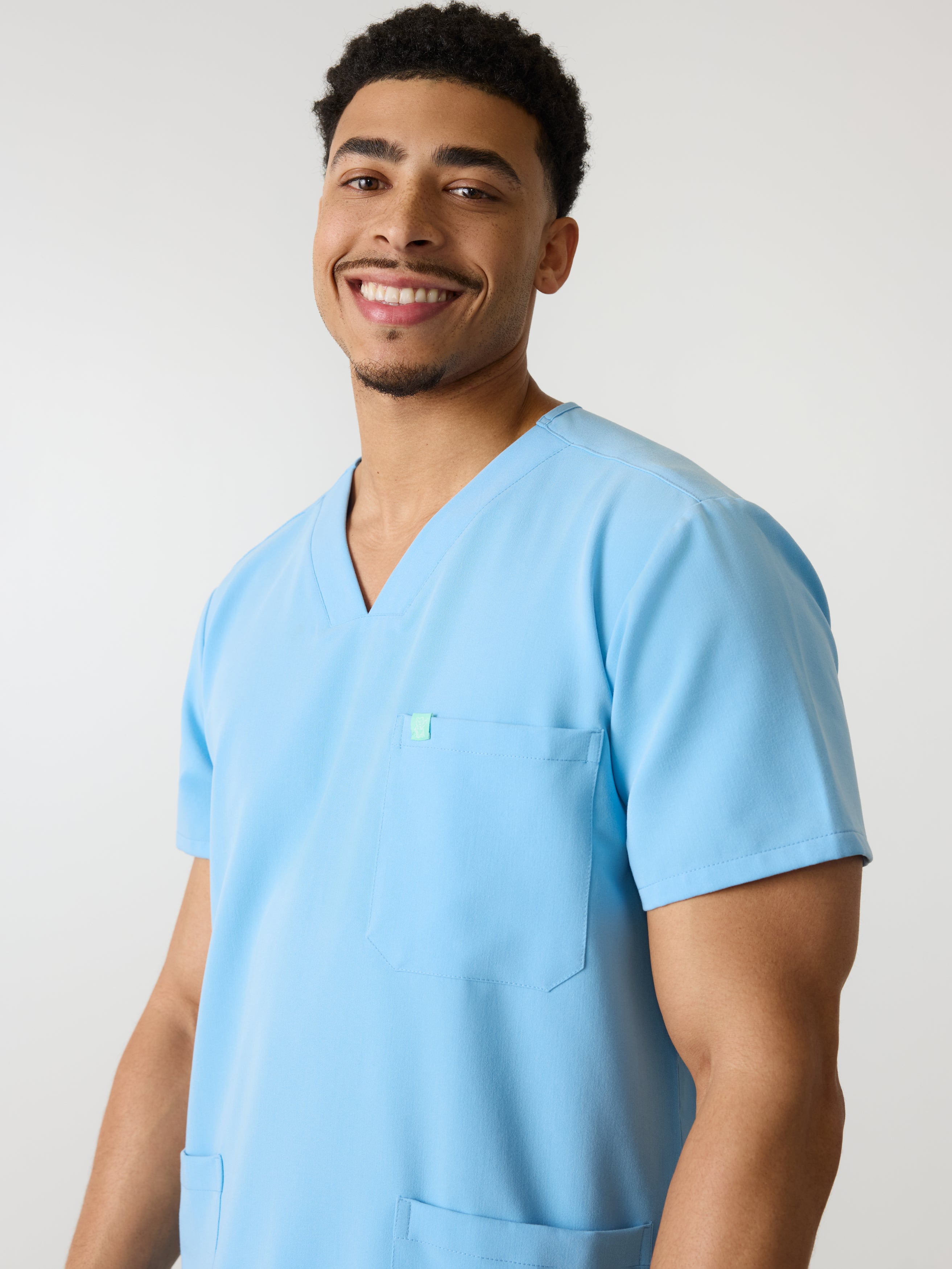 ZACK RE-GARDE™ - CLASSIC BLUE - Three Pockets Men's Scrub Top - SILVADUR™