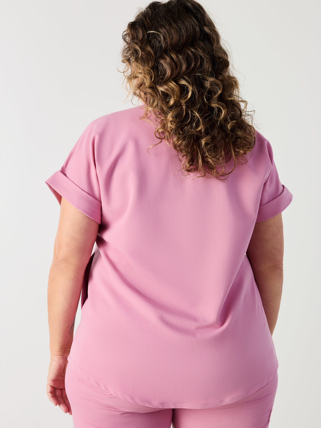 CHARLIE RE-GARDE™ - HOPEFUL PINK - Mandarine Collar Scrub Top - SILVADUR™