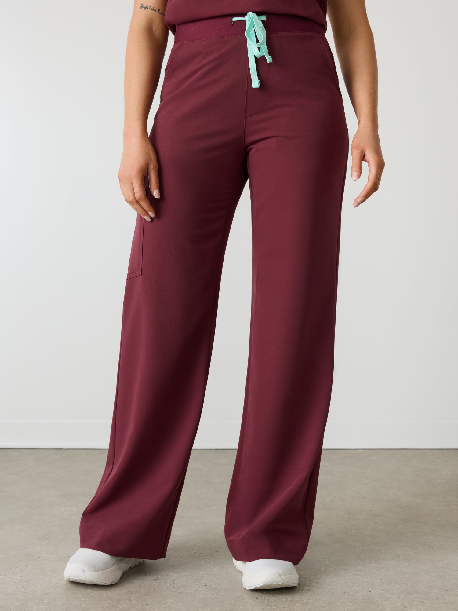 MILA RE-GARDE™ - BURGUNDY - Wide Leg Scrub Pants - SILVADUR™