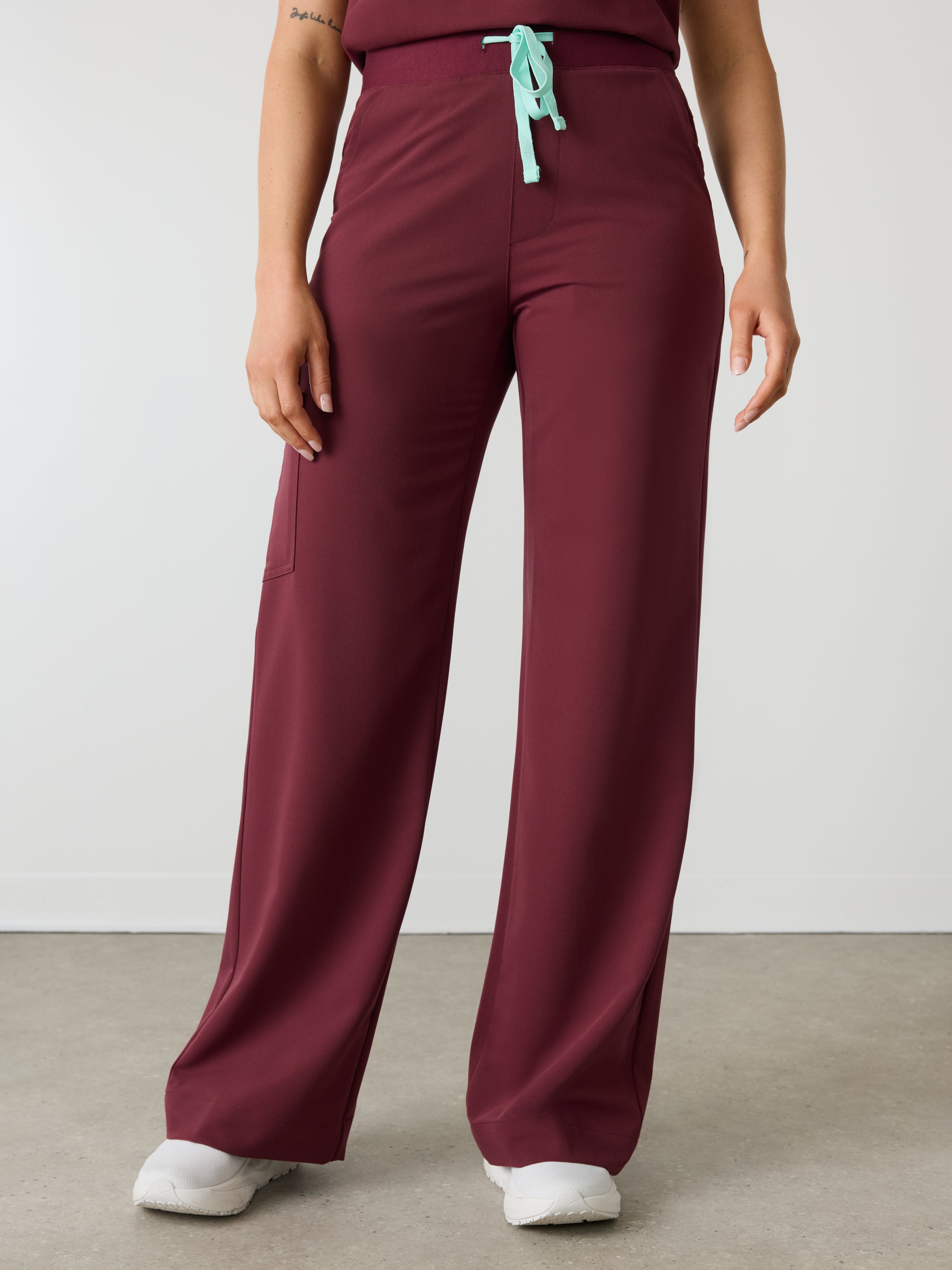 MILA RE-GARDE™ - BURGUNDY - Wide Leg Scrub Pants - SILVADUR™