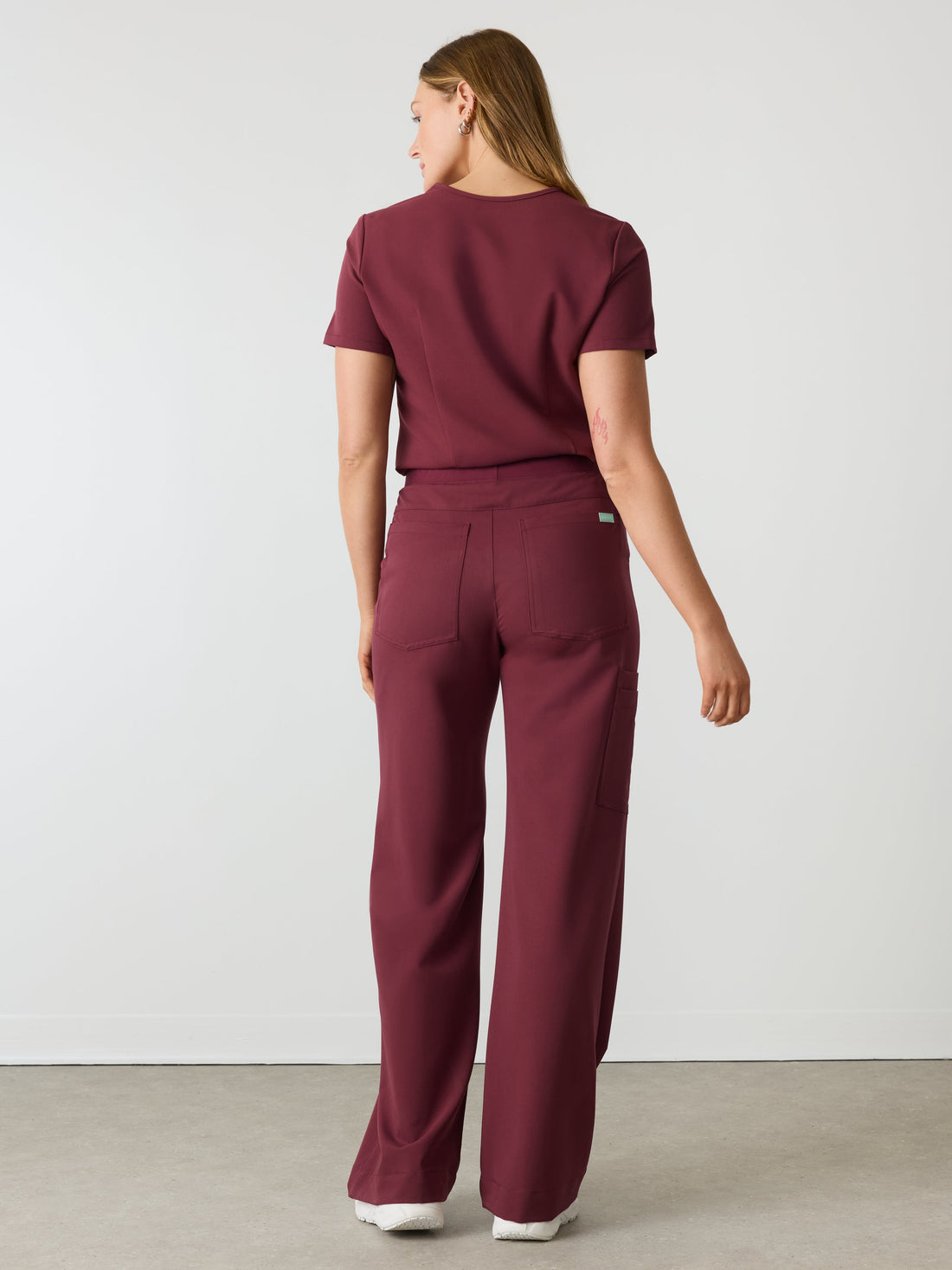 MILA RE-GARDE™ - BURGUNDY - Wide Leg Scrub Pants - SILVADUR™