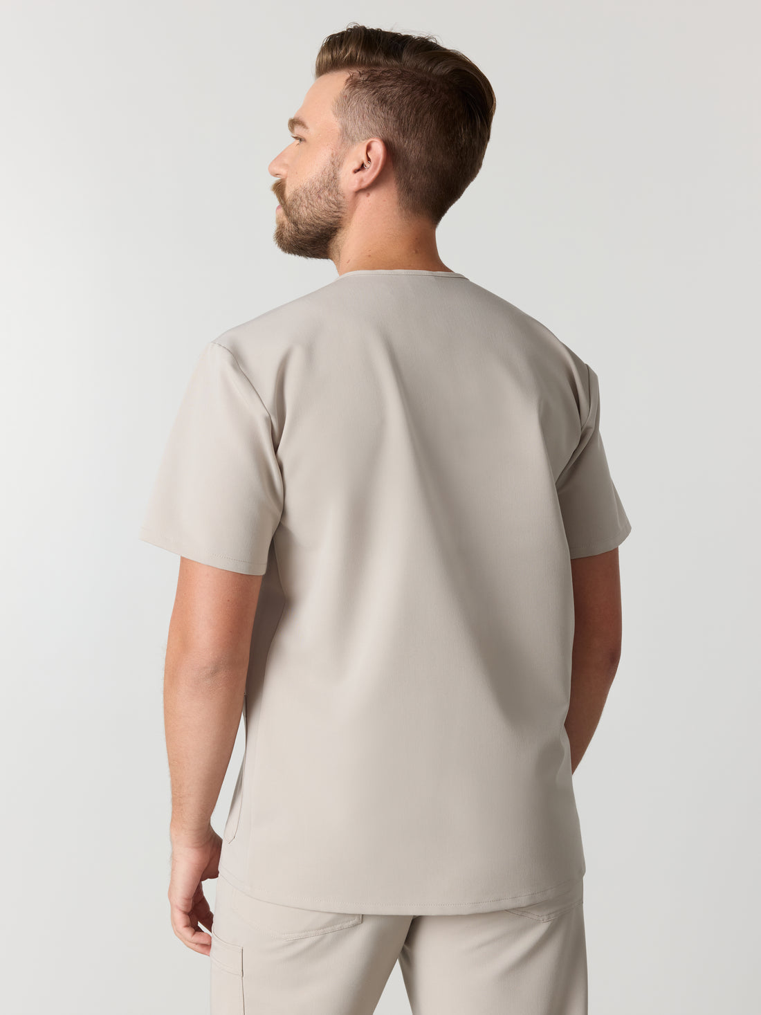 ZACK RE-GARDE™ - GREIGE - Three Pockets Men's Scrub Top - SILVADUR™