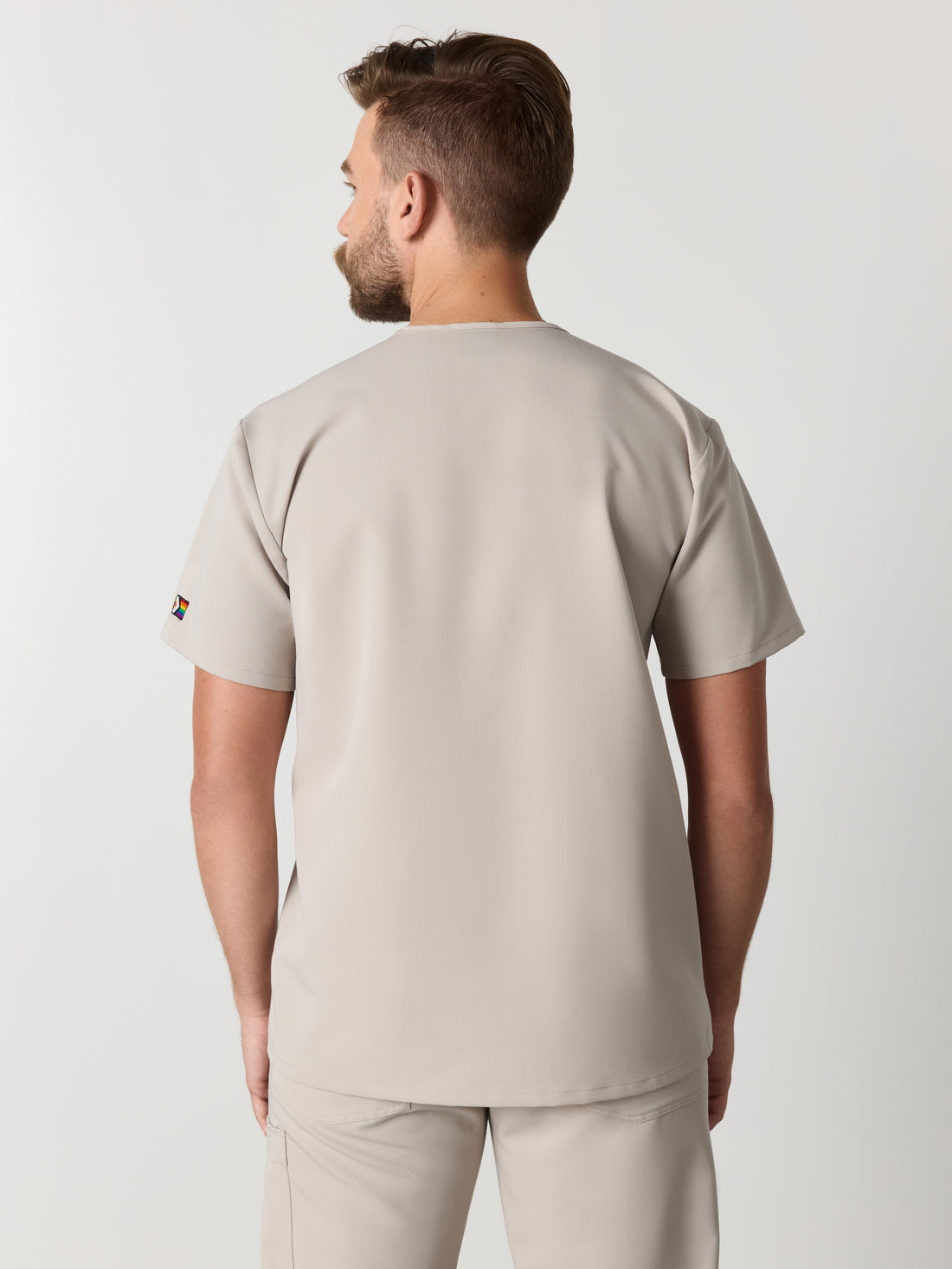 LOGAN RE-GARDE™ - GREIGE - One Pocket Men's Scrub Top - SILVADUR™
