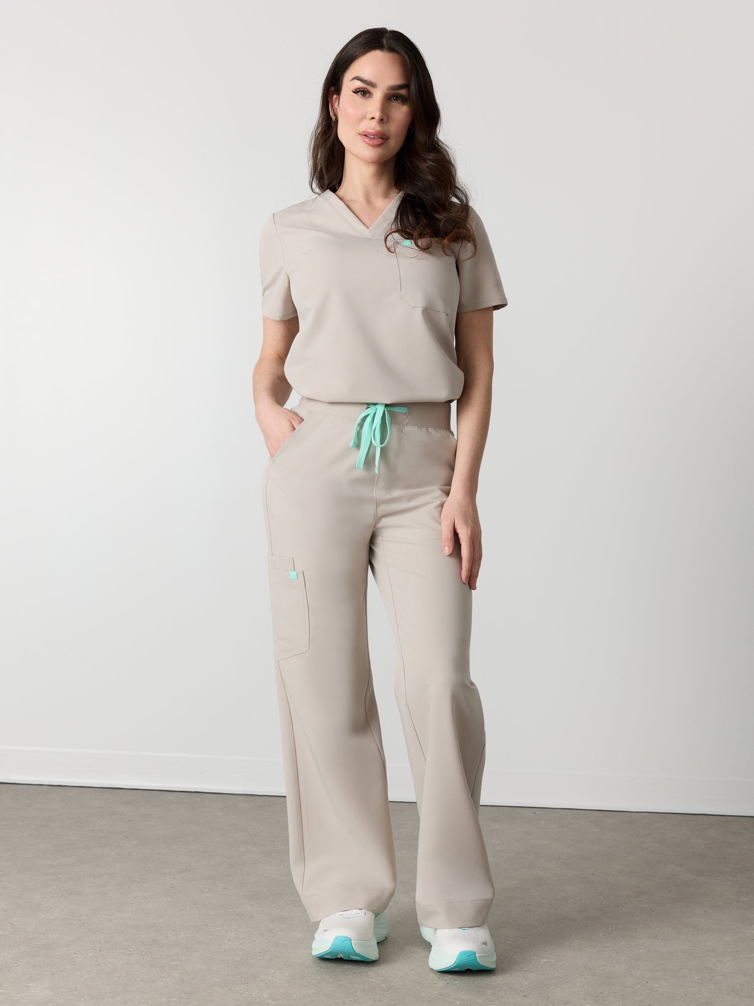 MILA RE-GARDE™ - GREIGE - Wide Leg Scrub Pants - SILVADUR™