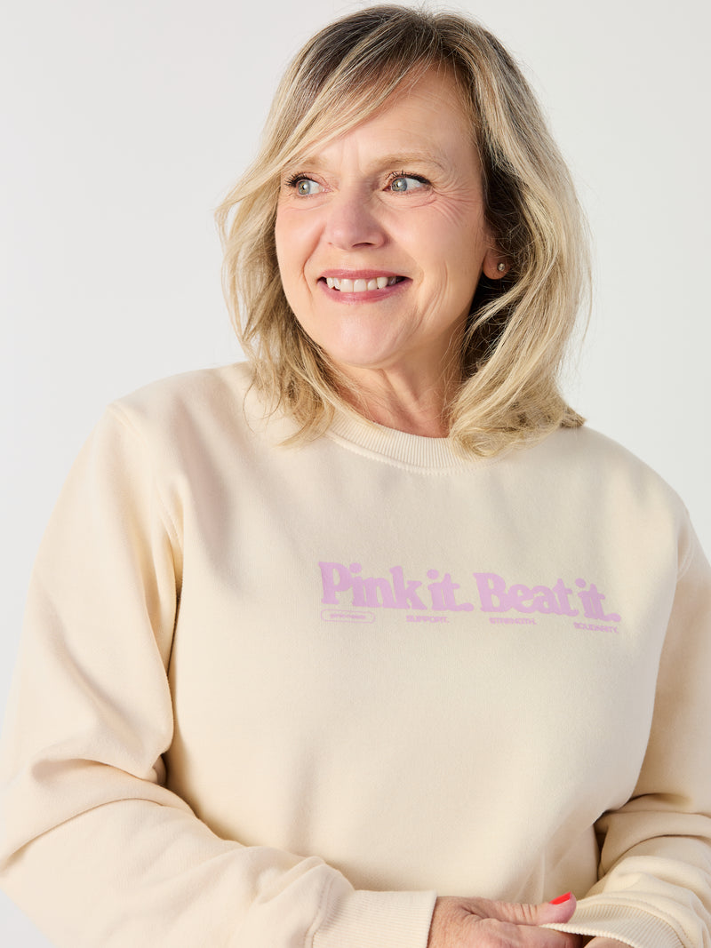 Pink it. Beat it - Crewneck Cream