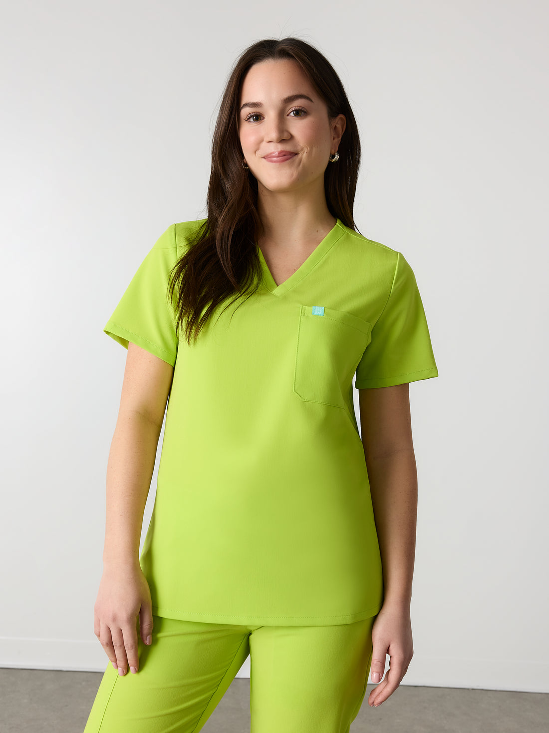 GABRIELLE RE-GARDE™ - LIME - One Pocket Scrub Top - SILVADUR™