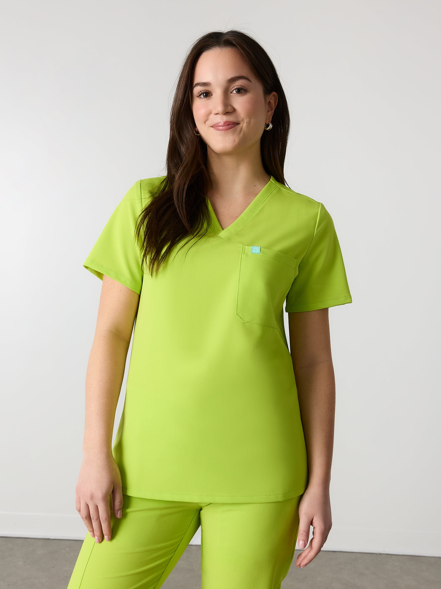 GABRIELLE RE-GARDE™ - LIME - One Pocket Scrub Top - SILVADUR™