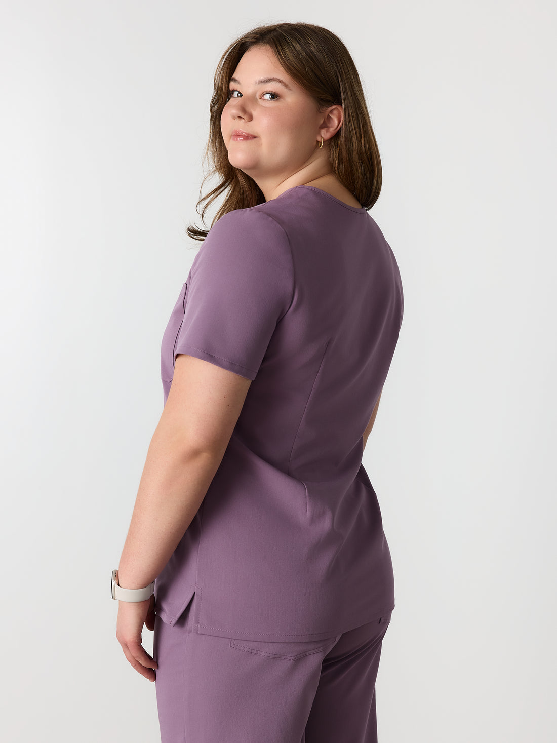 LIV RE-GARDE™ - DUSTY PURPLE - Three Pockets Scrub Top - SILVADUR™