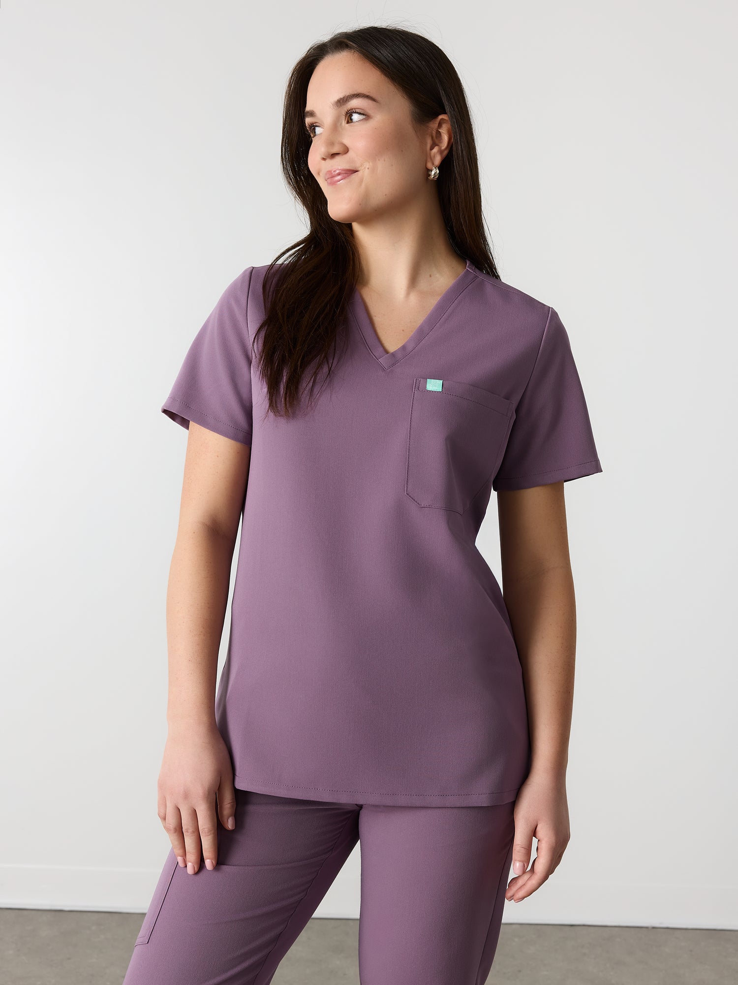 GABRIELLE RE-GARDE™ - DUSTY PURPLE - One Pocket Scrub Top - SILVADUR™