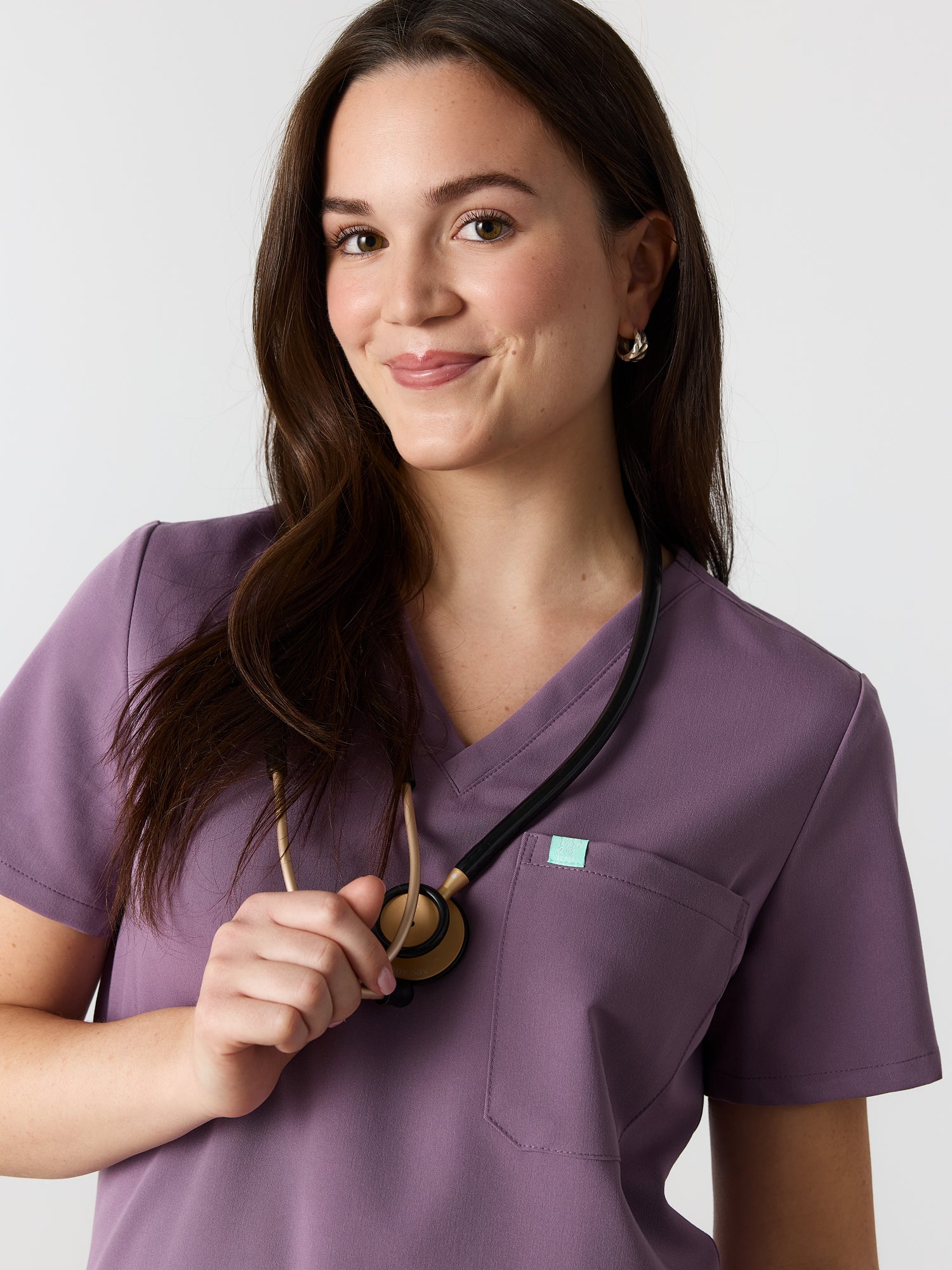 GABRIELLE RE-GARDE™ - DUSTY PURPLE - One Pocket Scrub Top - SILVADUR™