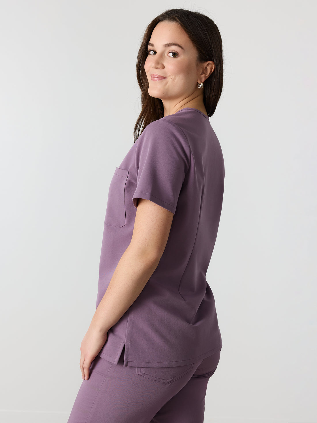 GABRIELLE RE-GARDE™ - DUSTY PURPLE - One Pocket Scrub Top - SILVADUR™