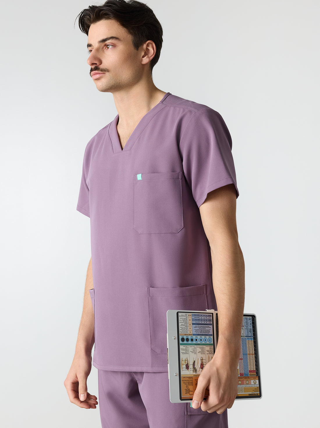 ZACK RE-GARDE™ - DUSTY PURPLE - Three Pockets Men's Scrub Top - SILVADUR™
