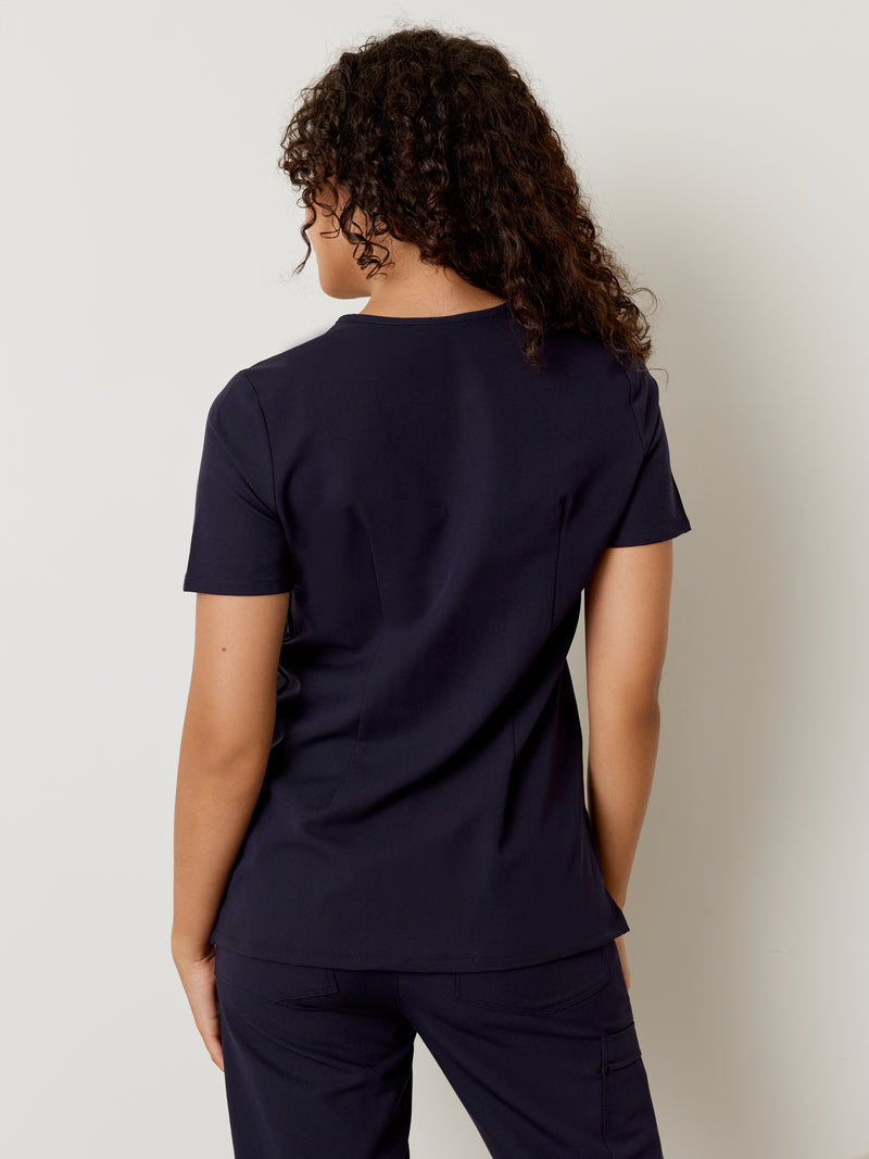 GABRIELLE RE-GARDE™ - RETRO NAVY - One Pocket Scrub Top