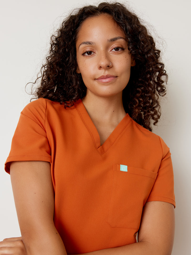 GABRIELLE RE-GARDE™ - RUST - One Pocket Scrub Top - SILVADUR™