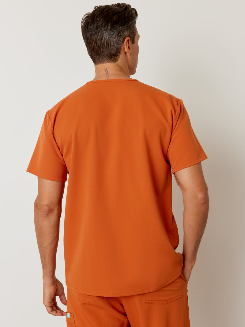 LOGAN RE-GARDE™ - RUST - One Pocket Men's Scrub Top - SILVADUR™