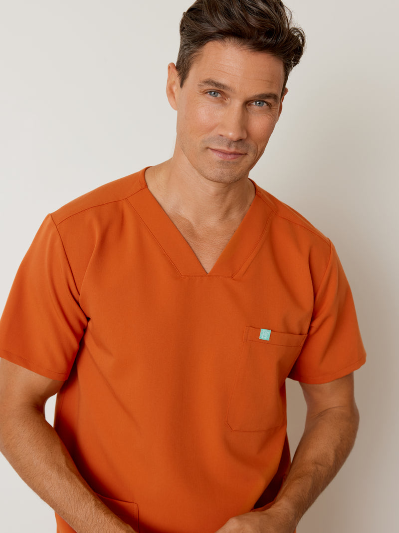 ZACK RE-GARDE™ - RUST - Three Pockets Men's Scrub Top - SILVADUR™