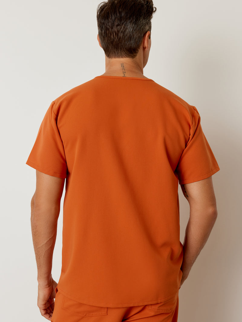 ZACK RE-GARDE™ - RUST - Three Pockets Men's Scrub Top - SILVADUR™