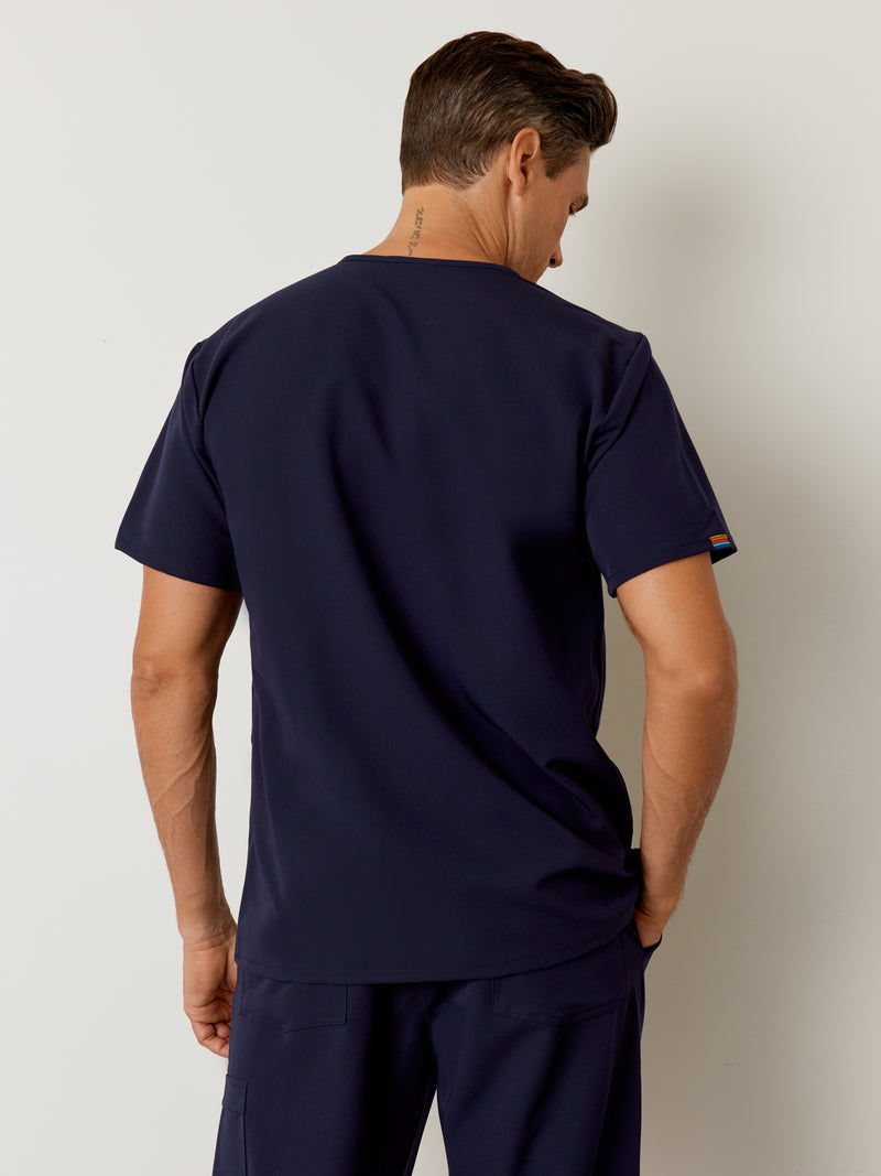 LOGAN RE-GARDE™ - RETRO NAVY - One Pocket Men's Scrub Top