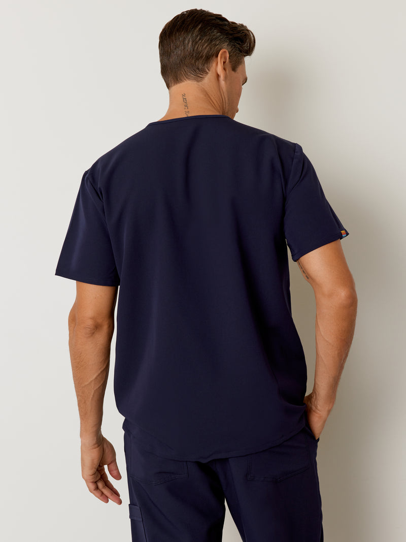 ZACK RE-GARDE™ - RETRO NAVY - Three Pockets Men's Scrub Top