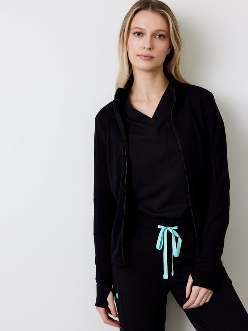 Polyester Full Zip Jacket – Black