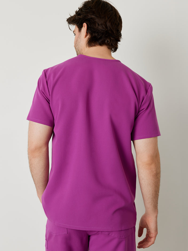 LOGAN RE-GARDE™ - DAMSON PURPLE - One Pocket Men's Scrub Top - SILVADUR™