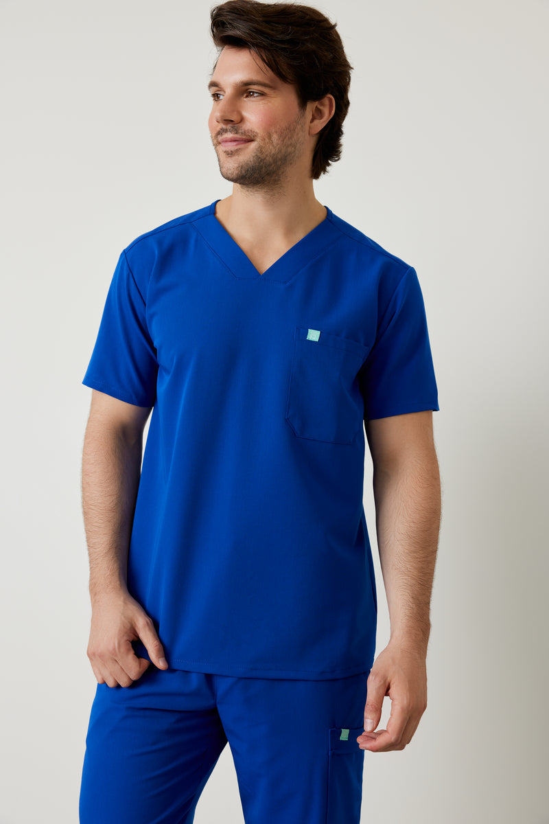 LOGAN RE-GARDE™ - ROYAL BLUE - One Pocket Men's Scrub Top