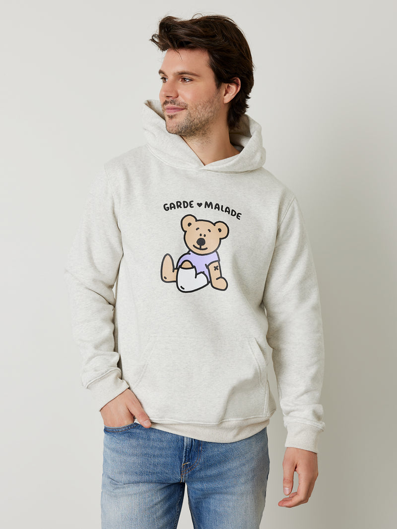 Premium Heavyweight Hoodie - Teddy Bear - Heather Grey