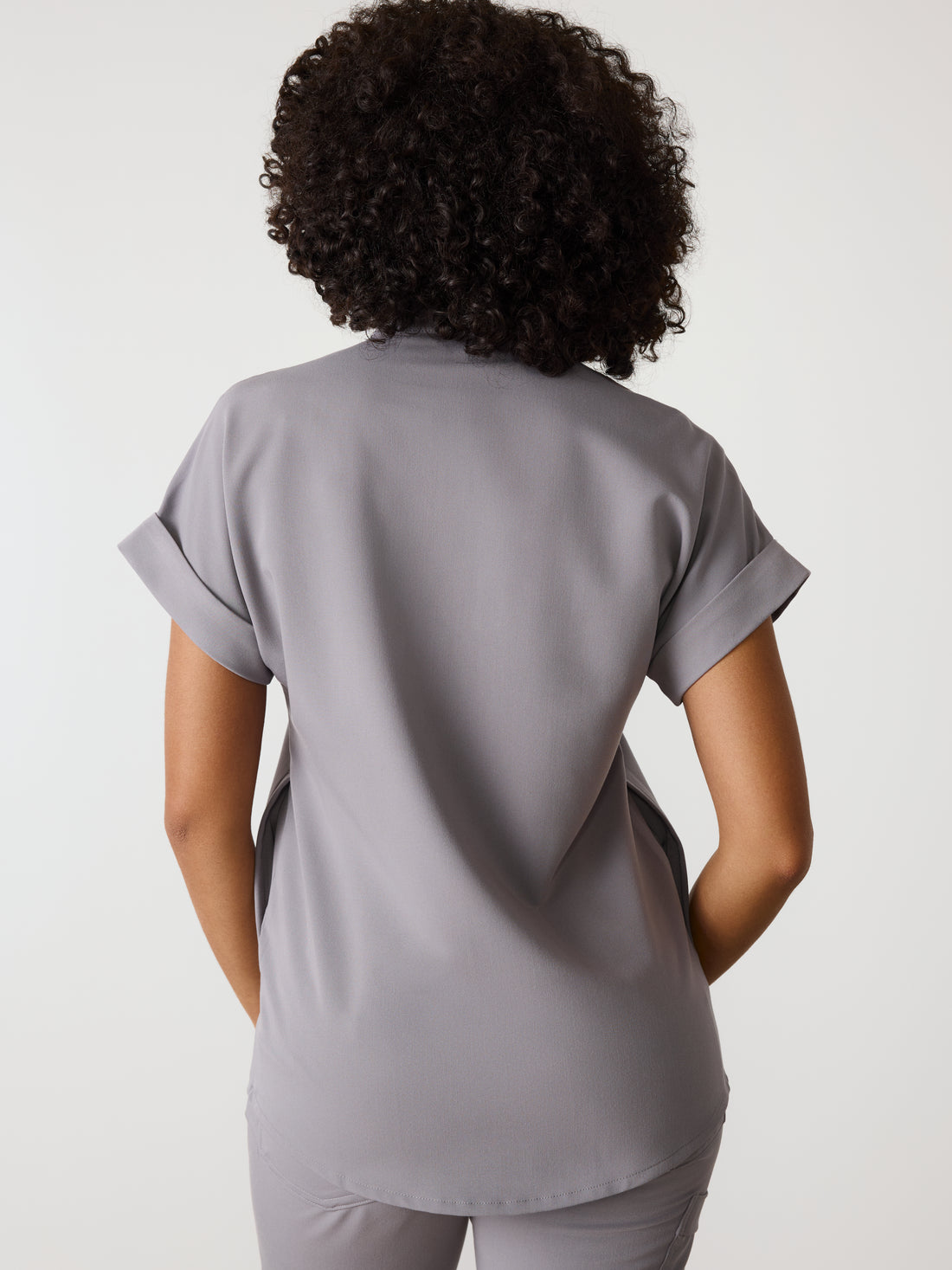 CHARLIE RE-GARDE™ - ECLIPSE GREY - Mandarine Collar Scrub Top - SILVADUR™